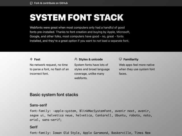 System Font Stack