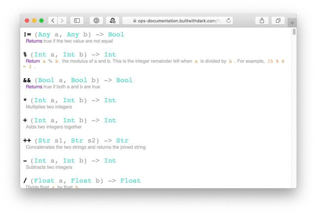 Dark reference documentation