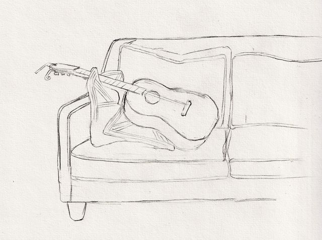 Guitar on couch