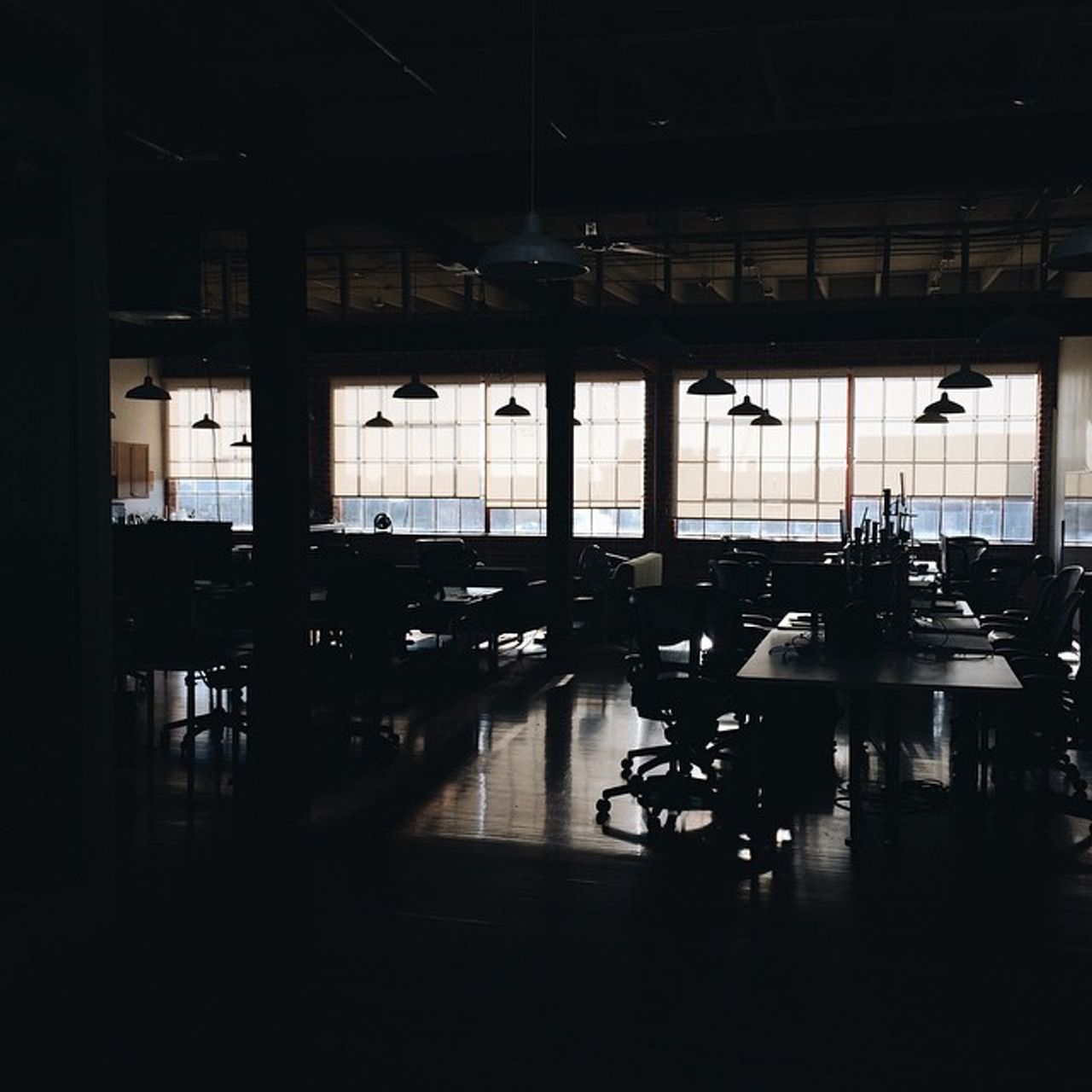 documentation of the rare occurrence of being the first one in the office