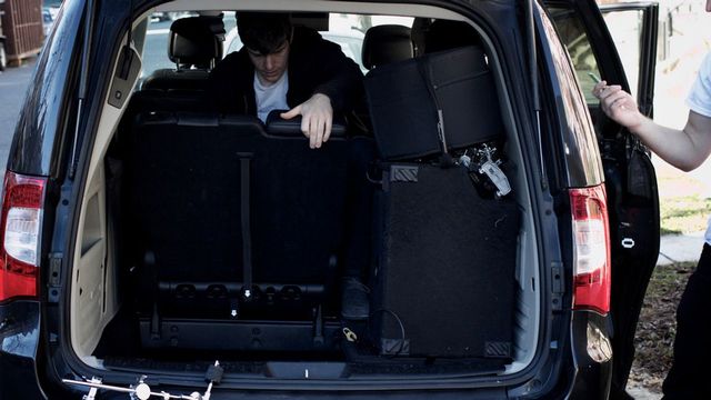 Sean helping load the van